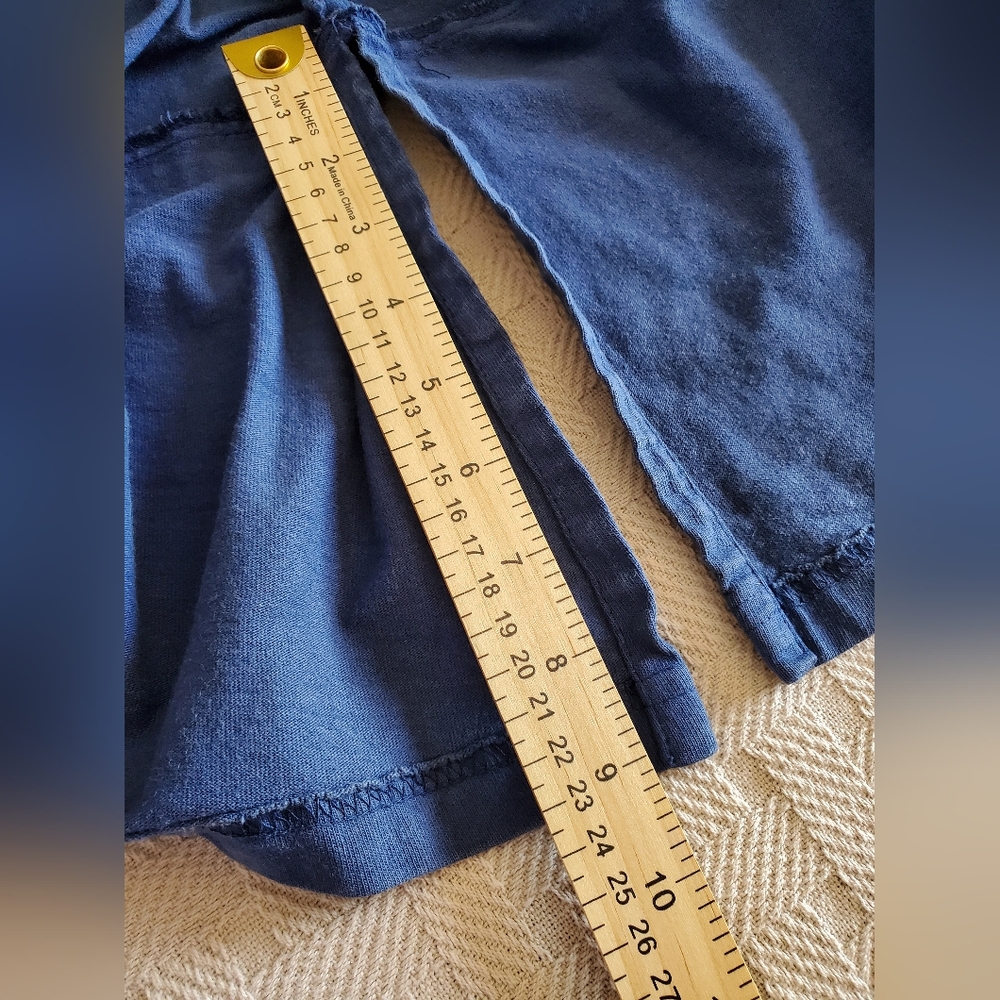 Fenini Art-to-Wear Blue Cotton Maxi Dress Artsy Boho Slit 100% Cotton - Picture 10 of 12